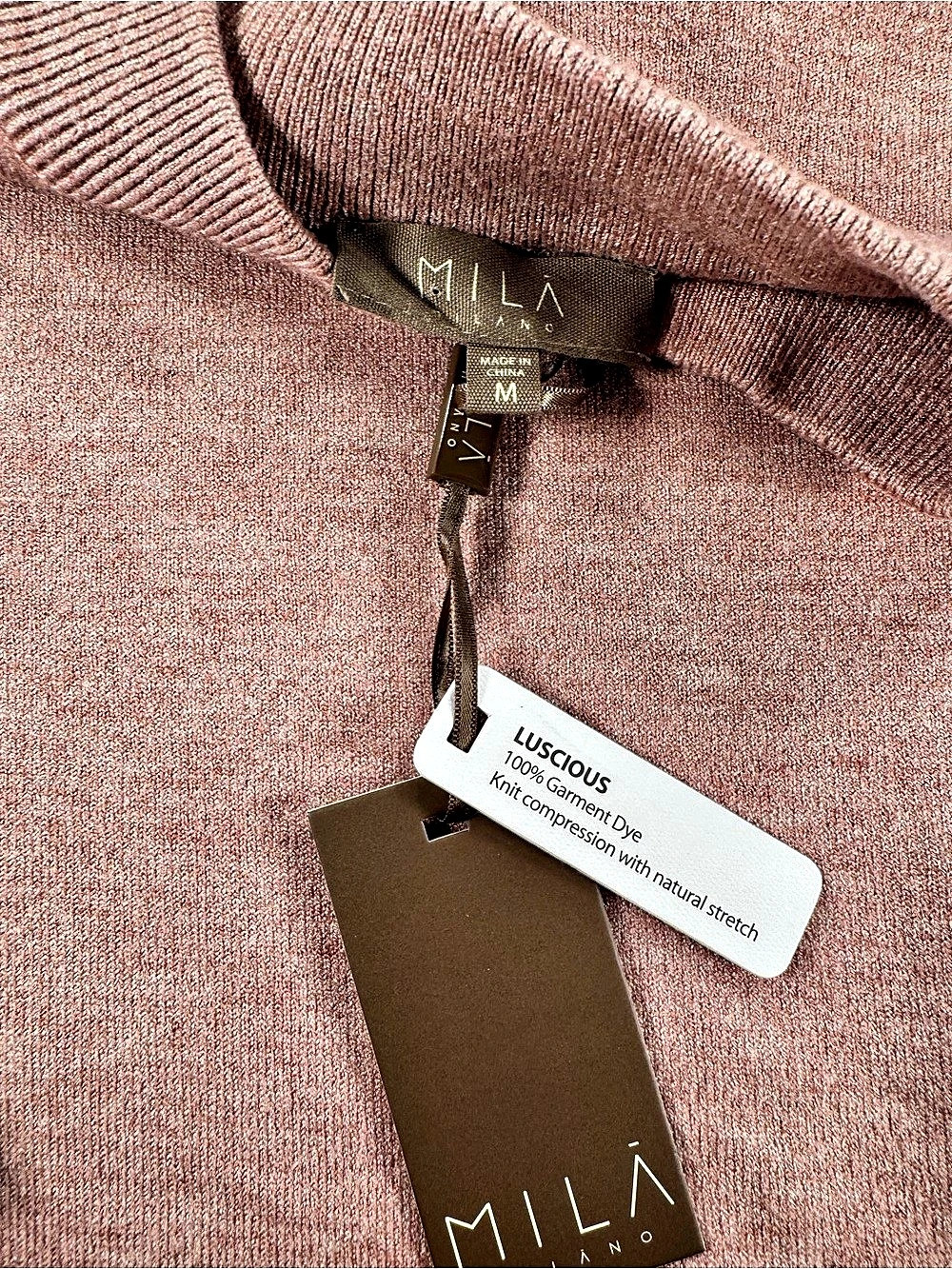 MILA Milano Mock Neck Sweater in Pink Size Medium NWT - Picture 3 of 3